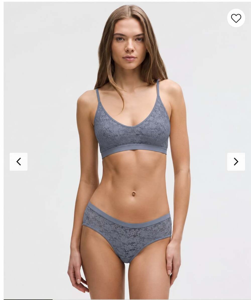 174 Lululemon Soft Stretch Lace Scoopneck Bralette Solar Grey Sz SMALL